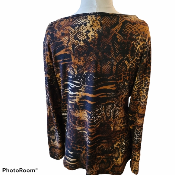 Ashley Stewart: Multi Print peek-a-boo top - Picture 2 of 4